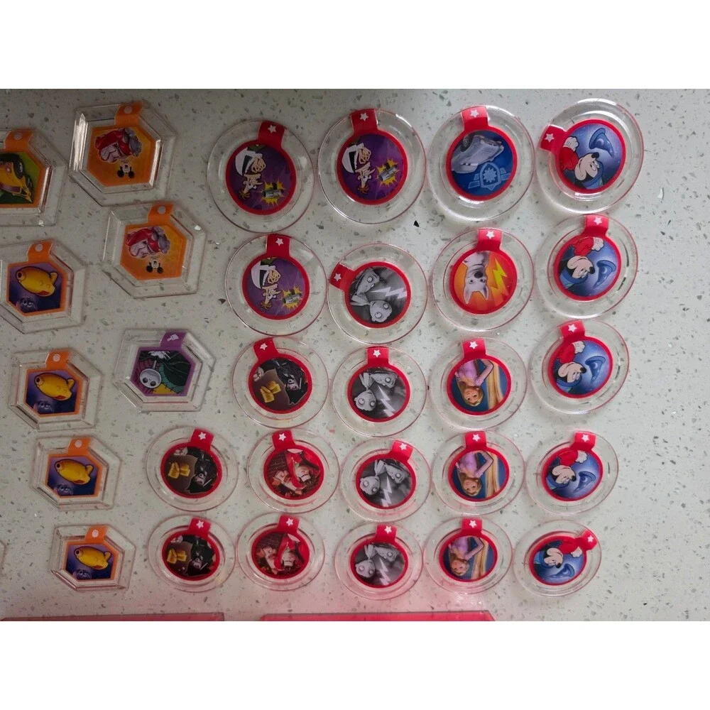 Disney Infinity Power Discs Lot of 46 + 2 Official Storage Cases Disney 1.0 2.0